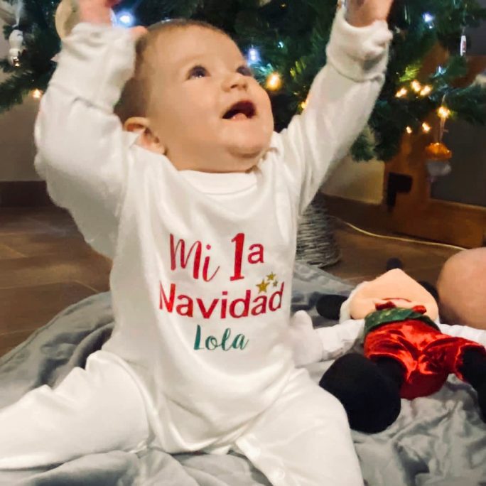 PIJAMA ORGÁNICO Mi 1a Navidad + Nombre