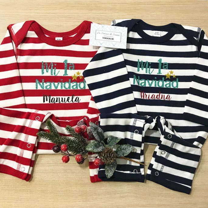 PIJAMA RAYAS Mi 1a Navidad + Nombre