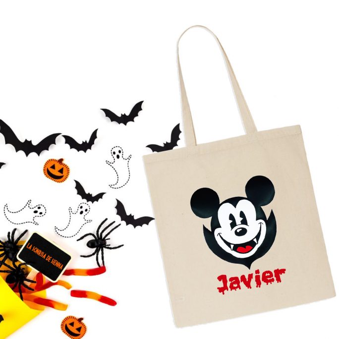 TOTE BAG NATURAL MIKI VAMPIRO PERSONALIZADO