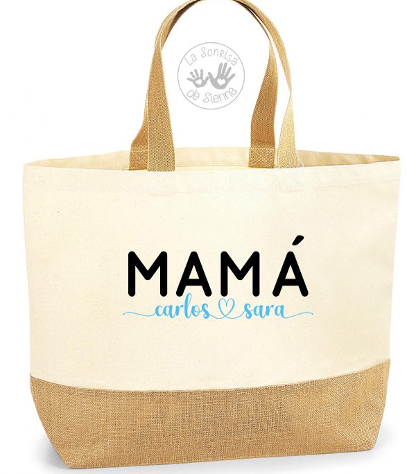 TOTE BASE DE YUTE XL MAMÁ Y PEQUES