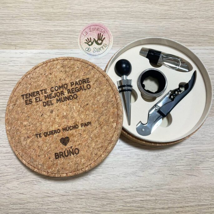 SET DE VINO REDONDO PERSONALIZADO